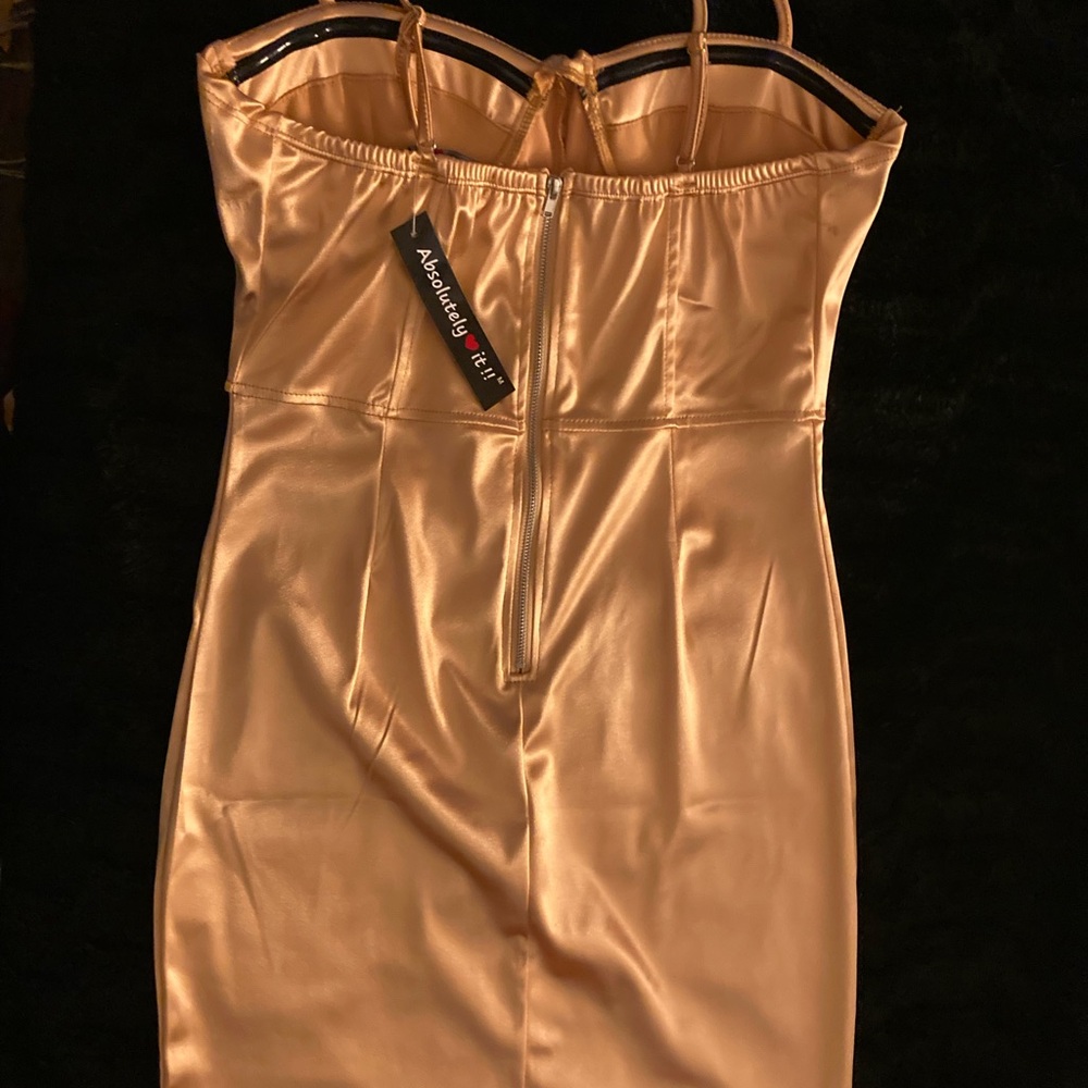 Bodycon Gold Bustier Dress - Picture 8 of 9